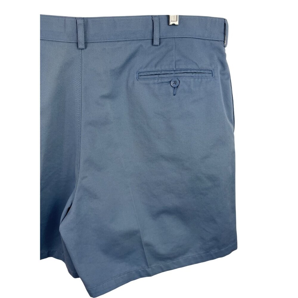 Lands End Mens Pleated Front Chino Shorts Size 42 Blue 100% Cotton Pockets - Picture 5 of 8